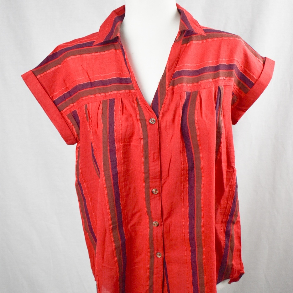striped button down top